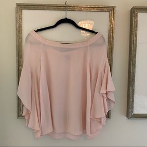 Pink Off-the-Shoulder Flutter Sleeve Top